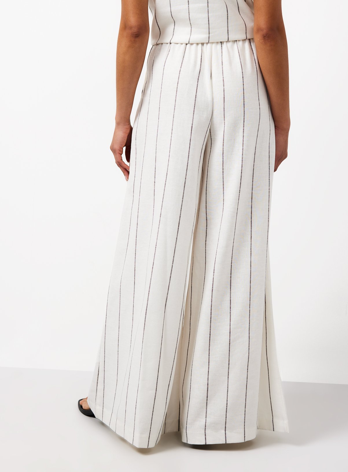 White Stripe Linen Blend Wide Leg Co-ord Trousers 20R - Image 4 thumbnail